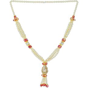 Artificial Mala Pearl Beads Garland Haar Moti Mala for Idol-Mala for God Statues Accessories Pooja Sringar Articles Ornament for Indian Traditional Cultural Festival Ganesha Decoration(Size-9")(White)