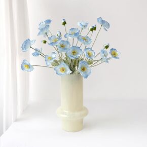 6PCS White Poppy Artificial Fake Poppies Flower with Stems Silk Floral for Wedding Bouquet Party Spring Arrangement Home Cemetery Decorations