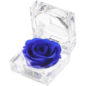 Enchanted Rose in Acrylic Crystal Ring Box, Handmade Real Preserved Fresh Flower Eternity Rose Romantic Gift for Her Mother's Day Surprise Mom Wife (Red)