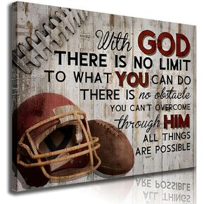 Football Sports Wall Art Stuff Religious Football Canvas Vintage Art Prints Sport Poster Inspirational Quotes Rugby Paintings Motivational Pictures For Boys Room Bedroom Gym Wall Decor Framed