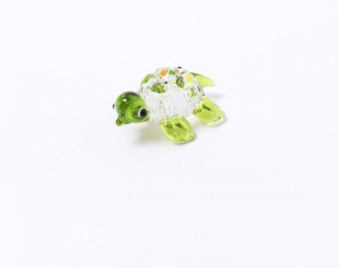 1Pc Light Green Small Glass Sea Turtle Figurines Hand Blown Sea Animal Ornament Miniature Turtle Sculpture Collectible Figurine Home Decor Birthday Gift, Collectible Figurines, Home Décor Accents in Saudi Arabia