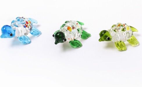 1Pc Light Green Small Glass Sea Turtle Figurines Hand Blown Sea Animal Ornament Miniature Turtle Sculpture Collectible Figurine Home Decor Birthday Gift, Collectible Figurines, Home Décor Accents in Saudi Arabia