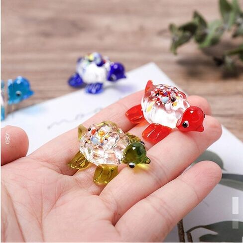 1Pc Light Green Small Glass Sea Turtle Figurines Hand Blown Sea Animal Ornament Miniature Turtle Sculpture Collectible Figurine Home Decor Birthday Gift, Collectible Figurines, Home Décor Accents in Saudi Arabia