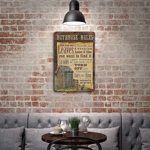 Vintage Outhouse Rules Tin Sign Farmhouse Home Retro Poster Wall Decor Metal Sign Restaurant Cafe Garage Office Cave Club Bar Bar Kitchen Farmhouse Wall Art Plaque Iron Painting Decor Gift 5.5x8 in Kuwait