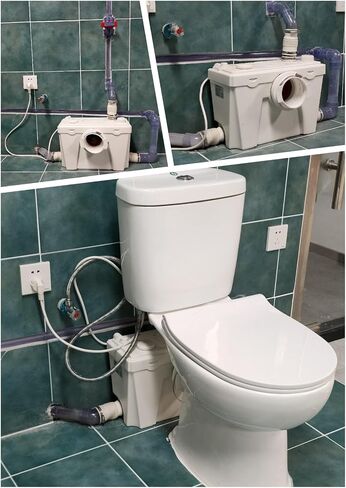 800watt Macerating Toilet Kit, Upflush Toilet with Macerator Pump for Basement, Two Piece Toilet with 4 Water Inlets Sewage Pump, Toilet Bowl, Dual-flush Tank, Soft Closing Toilet Seat in Saudi Arabia
