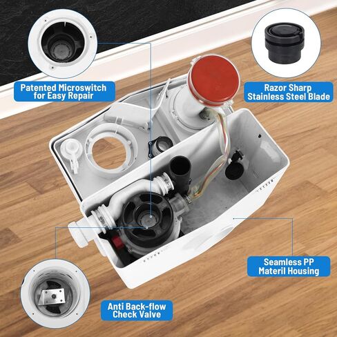800watt Macerating Toilet Kit, Upflush Toilet with Macerator Pump for Basement, Two Piece Toilet with 4 Water Inlets Sewage Pump, Toilet Bowl, Dual-flush Tank, Soft Closing Toilet Seat in Saudi Arabia