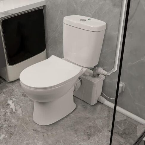 800watt Macerating Toilet Kit, Upflush Toilet with Macerator Pump for Basement, Two Piece Toilet with 4 Water Inlets Sewage Pump, Toilet Bowl, Dual-flush Tank, Soft Closing Toilet Seat in Saudi Arabia