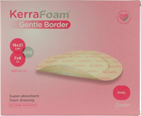 7" x 8" Oval Gentle Border Foam Dressing for Wound Care (CWL1135) - Aids Wound Healing by Absorbing and retaining Drainage While Being Gentle on The Surrounding Skin. (Box of 10) in Saudi Arabia