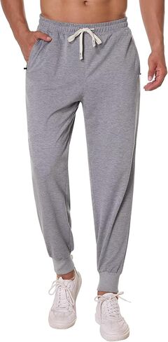 SILKWORLD بنطال رياضي رجالي كاجوال للركض برباط الخصر رياضي للجري والتمارين الرياضية مع جيوب بسحاب in Kuwait