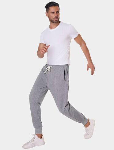 SILKWORLD بنطال رياضي رجالي كاجوال للركض برباط الخصر رياضي للجري والتمارين الرياضية مع جيوب بسحاب in Kuwait