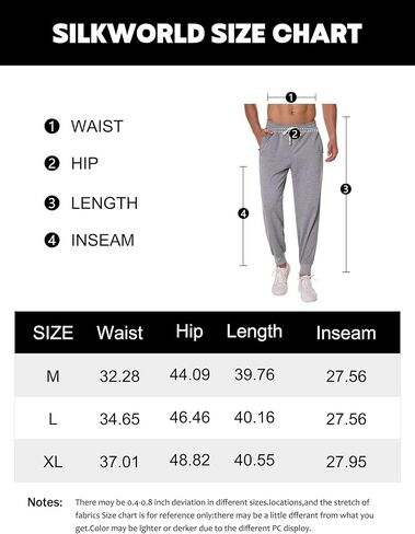 SILKWORLD بنطال رياضي رجالي كاجوال للركض برباط الخصر رياضي للجري والتمارين الرياضية مع جيوب بسحاب in Kuwait