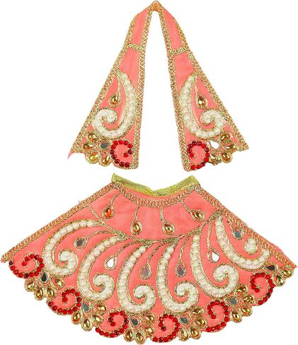 Decorative Laxmi Durga Devi MATA Dress poshak vastra Cloth lehanga Chunari Puja Item for Laxmi Durga Devi Idol Statues for Indian Traditional Festival Decoration(Size :- 5")(Orange) in Saudi Arabia