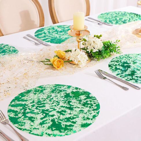 Snowkingdom Disposable Gold Placemats Set of 12 Metallic Round 13 Inch Gold Foil Mesh Pressed Fall Table Mates 12 Pack Gold Doilies for Dining Table Wedding Birthday Party Holiday Home Decoration in Saudi Arabia
