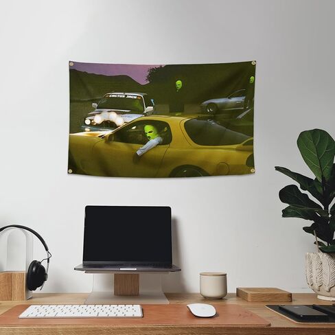 مغني الراب نسيج الألبوم غطاء نسيج 3x5 أقدام نسيج مضحك لغرفة رجل الكهف جدار ديكور الأعلام مع الحلقات النحاسية لتزيين غرفة النوم الكلية، في الهواء الطلق، الأطراف، المنزل، غرفة نوم، الديكور الداخلي in Kuwait