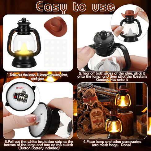 Ferraycle 96 Pcs Cowboy Party Favors Set Include Cowboy Hats Mini Lantern Decoration Mini Horseshoes Key Chains Cowboy Tags with Gift Bags for Western Cowboy Goodie Bags Stuffers Party Supplies in Saudi Arabia