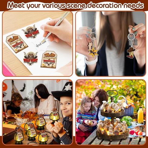 Ferraycle 96 Pcs Cowboy Party Favors Set Include Cowboy Hats Mini Lantern Decoration Mini Horseshoes Key Chains Cowboy Tags with Gift Bags for Western Cowboy Goodie Bags Stuffers Party Supplies in Saudi Arabia