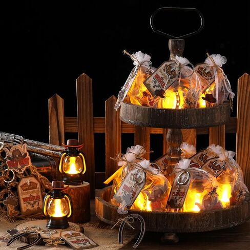 Ferraycle 96 Pcs Cowboy Party Favors Set Include Cowboy Hats Mini Lantern Decoration Mini Horseshoes Key Chains Cowboy Tags with Gift Bags for Western Cowboy Goodie Bags Stuffers Party Supplies in Saudi Arabia