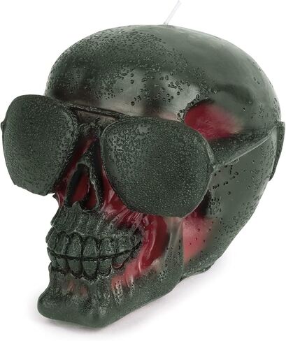 CANDWAX 6x4.3 inch Black Red Skull Candle - Ideal as Spell Candles and Halloween Candles - Themed Candles for Spooky Halloween Decorations - Red Inside, Big Size in Kuwait
