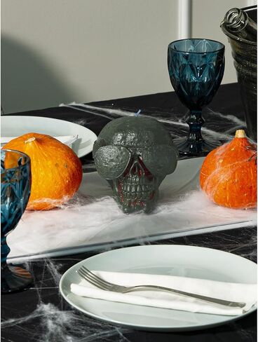 CANDWAX 6x4.3 inch Black Red Skull Candle - Ideal as Spell Candles and Halloween Candles - Themed Candles for Spooky Halloween Decorations - Red Inside, Big Size in Kuwait