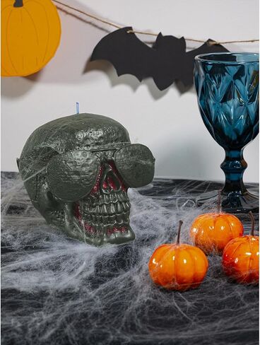 CANDWAX 6x4.3 inch Black Red Skull Candle - Ideal as Spell Candles and Halloween Candles - Themed Candles for Spooky Halloween Decorations - Red Inside, Big Size in Kuwait