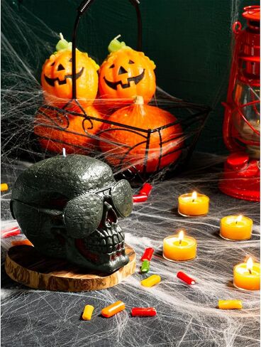 CANDWAX 6x4.3 inch Black Red Skull Candle - Ideal as Spell Candles and Halloween Candles - Themed Candles for Spooky Halloween Decorations - Red Inside, Big Size in Kuwait