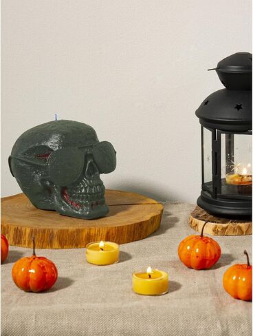 CANDWAX 6x4.3 inch Black Red Skull Candle - Ideal as Spell Candles and Halloween Candles - Themed Candles for Spooky Halloween Decorations - Red Inside, Big Size in Kuwait