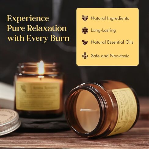 Vanilla Scented Candles 2-Pack Set | 16oz Soy Wax | 60-Hour Burn Time | Home Odor Eliminator & Stress Relief | Natural Aromatherapy for Relaxation & Ambience in Saudi Arabia