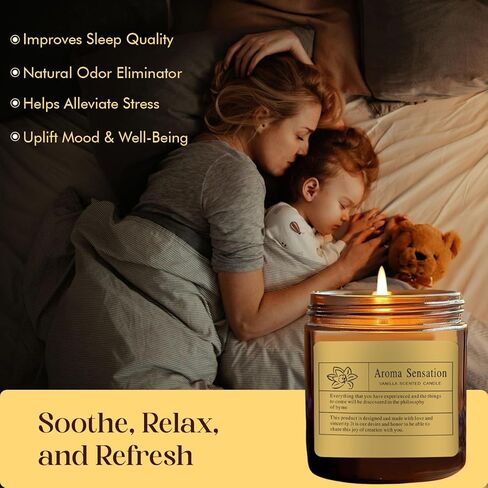 Vanilla Scented Candles 2-Pack Set | 16oz Soy Wax | 60-Hour Burn Time | Home Odor Eliminator & Stress Relief | Natural Aromatherapy for Relaxation & Ambience in Saudi Arabia