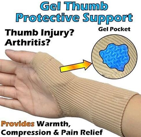 Beige Wrist HandWrist,1 Pair Beige Wrist Hand Support Gloves Thumb Hand Wrist Support Strap Glove Elastic Brace Sleeve Sports Bandage Wrap Pain Relief Artritis Reumatoide Gloves manopla para el dolor in Saudi Arabia