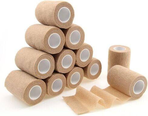 Sensi Wrap Grip Cover Sports Self Bandage Wrap Rolls 4-inch x 5-yards 12pcs (Tan) in Saudi Arabia