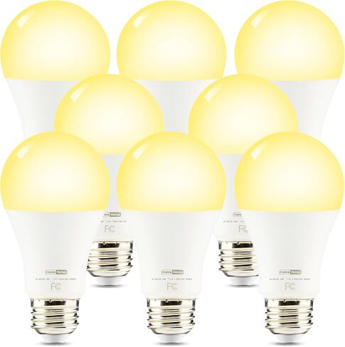 مصابيح الإضاءة الذكية Homevenus HVS، 9W A19 E26، لمبة إضاءة LED بيضاء دافئة وقابلة للضبط، 2500k-6500k، التحكم في التطبيق 2.4 جيجا هرتز اتصال WiFi Bluetooth Assist، تعمل مع Alexa/Google Assistant 4 Pack in Saudi Arabia
