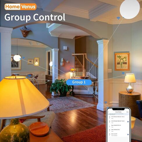 مصابيح الإضاءة الذكية Homevenus HVS، 9W A19 E26، لمبة إضاءة LED بيضاء دافئة وقابلة للضبط، 2500k-6500k، التحكم في التطبيق 2.4 جيجا هرتز اتصال WiFi Bluetooth Assist، تعمل مع Alexa/Google Assistant 4 Pack in Saudi Arabia
