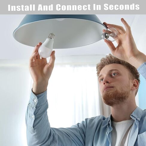 مصابيح الإضاءة الذكية Homevenus HVS، 9W A19 E26، لمبة إضاءة LED بيضاء دافئة وقابلة للضبط، 2500k-6500k، التحكم في التطبيق 2.4 جيجا هرتز اتصال WiFi Bluetooth Assist، تعمل مع Alexa/Google Assistant 4 Pack in Saudi Arabia