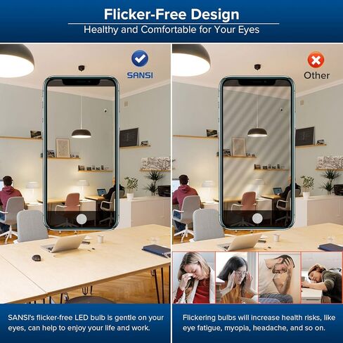 لمبة إضاءة LED مكافئة بقدرة 300 وات من SANSI، لمبة LED غير قابلة للتعتيم بقدرة 5000 لومن A21 مع قاعدة E26، طاقة 30 وات 5000 ك ضوء النهار الأبيض الساطع لورشة العمل المنزلية in Kuwait