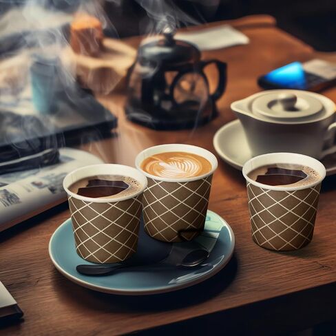 Rtteri 200 Pcs Count 3 oz Disposable Coffee Cups Disposable Espresso Cups Small Paper Cups 3 oz Cups for Coffee Tea Cocoa Juice Mini Disposable Paper Cups for Cafes Offices and Home in Saudi Arabia