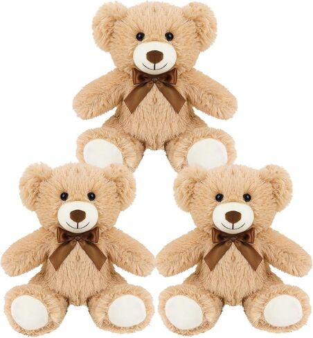 3 Pack Teddy Bears Bulk, 11" Teddy Bear Stuffed Animals Bulk Small Teddy Bears for Baby Shower Decorations & Favors, Wholesale Stuffed Bears Bulk for Kids Teens Girls Light Brown in Saudi Arabia