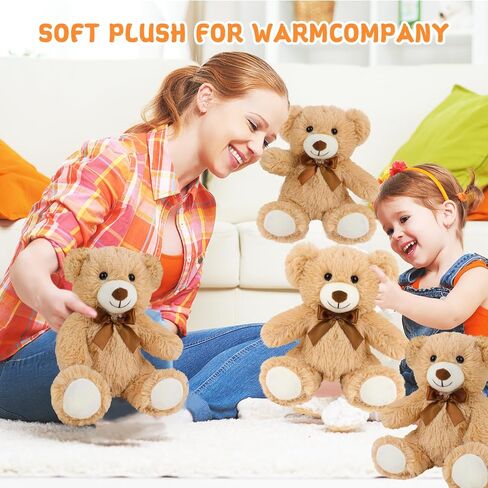 3 عبوات من الدببة السائبة، 11 بوصة دمية دب محشوة حيوانات كبيرة الحجم لتزيين حمام الطفل ومفضلاته، بالجملة الدببة المحشوة بالجملة للأطفال والمراهقين والبنات باللون البني الفاتح in Kuwait