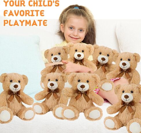 3 عبوات من الدببة السائبة، 11 بوصة دمية دب محشوة حيوانات كبيرة الحجم لتزيين حمام الطفل ومفضلاته، بالجملة الدببة المحشوة بالجملة للأطفال والمراهقين والبنات باللون البني الفاتح in Kuwait