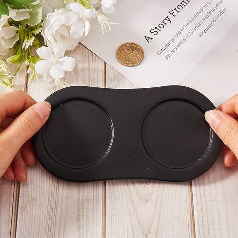GORGECRAFT Salt and Pepper Mill Tray Wooden Pepper Grinder Rest Holder Dining Table Protector Shakers Salt Accessories for 2 Mills Kitchen Storage Home Decoration Crafts Black 6.3x3.19inch in Saudi Arabia