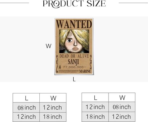 مجموعة ملصقات CZWraithen Anime Wanted من Bounty Wanted ملصقات فنية جدارية ومطبوعات لديكور الغرفة الجمالية والهدايا، مجموعة من 9 قطع مقاس 8 × 12 بوصة غير مؤطرة، طراز 2 in Saudi Arabia