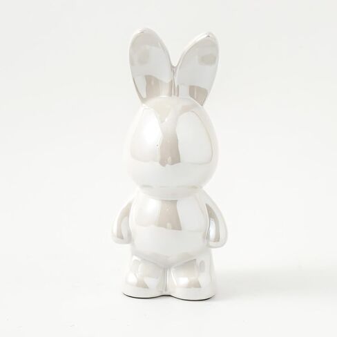 Silver Rabbit Statue Figurine, 7 Inch, Ceramic Home Decor Animal Sculpture Accent for Shelves, Statue Gifts for Birthday Christmas Valentine in Saudi Arabia
