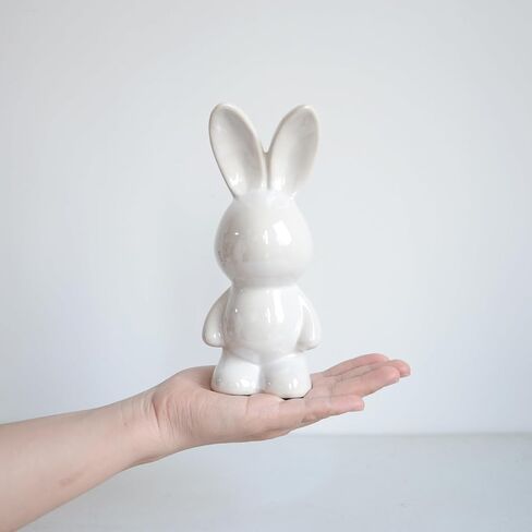 Silver Rabbit Statue Figurine, 7 Inch, Ceramic Home Decor Animal Sculpture Accent for Shelves, Statue Gifts for Birthday Christmas Valentine in Saudi Arabia