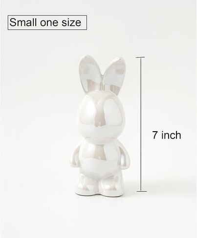 Silver Rabbit Statue Figurine, 7 Inch, Ceramic Home Decor Animal Sculpture Accent for Shelves, Statue Gifts for Birthday Christmas Valentine in Saudi Arabia
