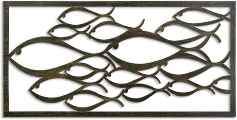 Pinetree Art سمكة كبيرة معدنية جدار الفن ديكور جدار الشاطئ الساحلي الحديث 3D الجوف خارج تصميم خمر جدار الفن البحري للمنزل غرفة المعيشة بحيرة منزل ديكور منزل الشاطئ (الأسماك، 15.7 "× 31.5") in Kuwait