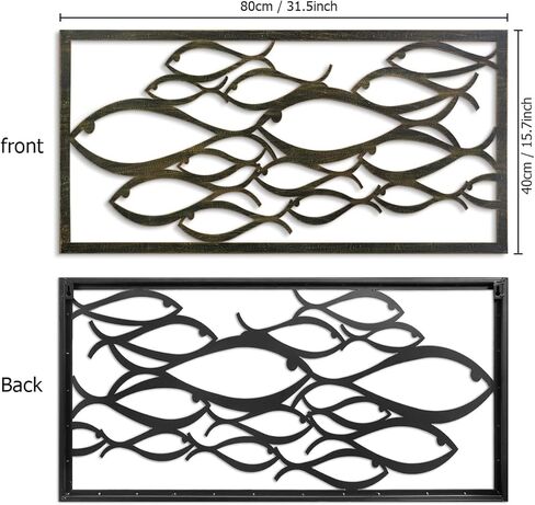 Pinetree Art سمكة كبيرة معدنية جدار الفن ديكور جدار الشاطئ الساحلي الحديث 3D الجوف خارج تصميم خمر جدار الفن البحري للمنزل غرفة المعيشة بحيرة منزل ديكور منزل الشاطئ (الأسماك، 15.7 "× 31.5") in Kuwait