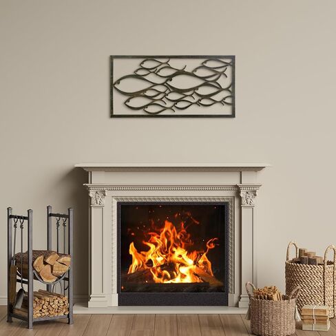 Pinetree Art سمكة كبيرة معدنية جدار الفن ديكور جدار الشاطئ الساحلي الحديث 3D الجوف خارج تصميم خمر جدار الفن البحري للمنزل غرفة المعيشة بحيرة منزل ديكور منزل الشاطئ (الأسماك، 15.7 "× 31.5") in Kuwait