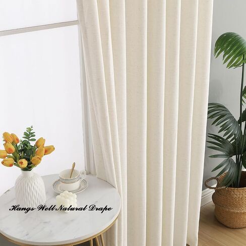 Pinch Pleated Natural Linen Curtains Darkening with pin Hooks 63 72 84 96 108 120 inches Length - Pinch Pleated Linen Panel Drapes Window Shades for Living Room Bedroom(1 Panel,72″x90″) in Saudi Arabia
