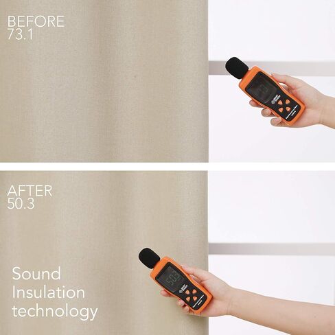 ستائر التعتيم الكاملة من الكتان الصناعي من ديكونوفو مع بطانة سوداء، ستائر بيج معزولة حراريًا وكفاءة في استخدام الطاقة لغرفة المعيشة (52 × 63 بوصة، لوحتان) in Kuwait