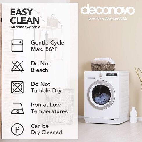 ستائر التعتيم الكاملة من الكتان الصناعي من ديكونوفو مع بطانة سوداء، ستائر بيج معزولة حراريًا وكفاءة في استخدام الطاقة لغرفة المعيشة (52 × 63 بوصة، لوحتان) in Kuwait