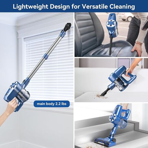 Cordless Vacuum Cleaner, Ultra-Lightweight Stick Vacuum with 2200 mAh Battery, 40 Mins Max Runtime, Powerful Suction, Rechargeable Vacuum Cleaners for Home, Carpet, Hard Floor, Pet Hair, N3S in Saudi Arabia